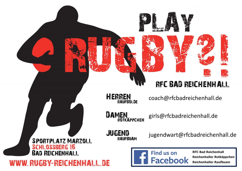 Rugby Plakat RFC Bad Reichenhall - Salzburg - Training - Kontakt