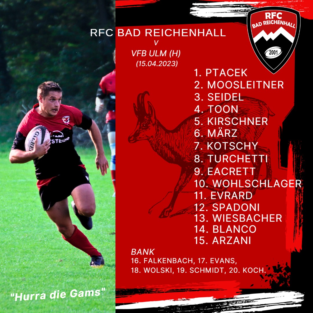 Rugby Liveticker Spieltag vom 15.04.23: RFC Bad Reichenhall vs VfB Ulm